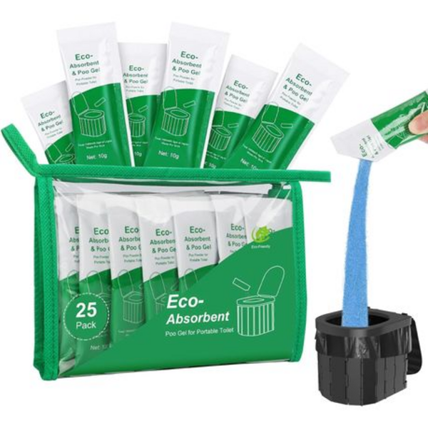 25 Pack Eco-Absorbant Portable Toilet Powder Gel Sachets