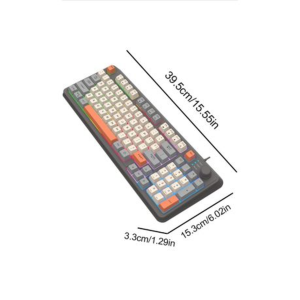 K82 Wired LED Gaming Keyboard With Rotatable Multimedia Function Keys - Grey, White - Image 3