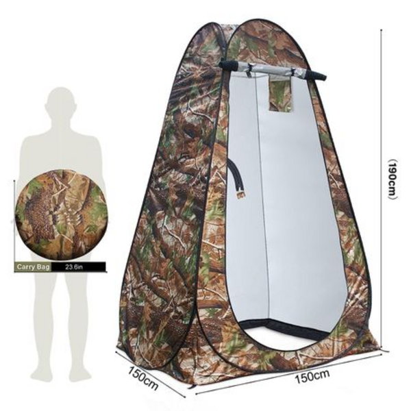 Pop-Up Camping Shower Tent With Toilet & 2 Sun Showers (150 x 150 x 190CM) - Image 8