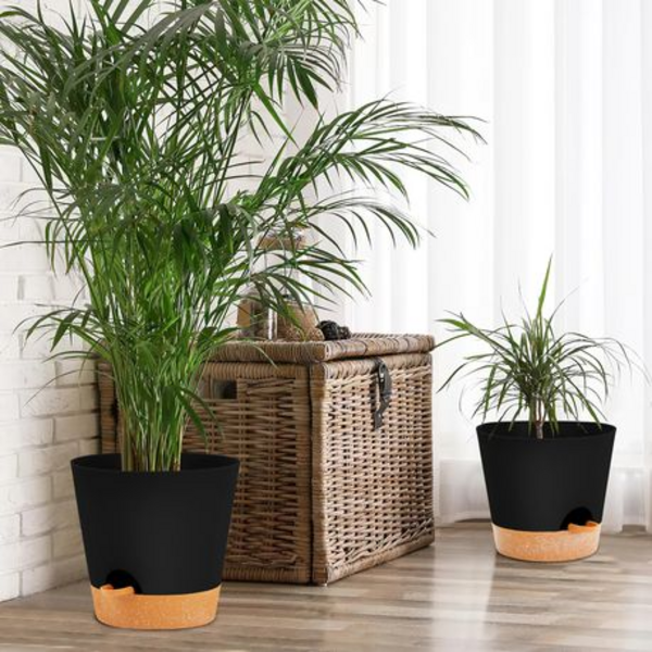 3PCS Self-Watering Planters with Removable Drainage Tray - 25cm, 23cm, 20cm