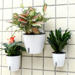 6 X Wall Hung Self Watering Plant Pots With Water Level Indicator Window - Image 4