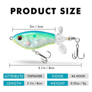 3 Piece Truscend Topwater Fishing Rapala Lure Spinning Tail With BKK Hooks - Image 2