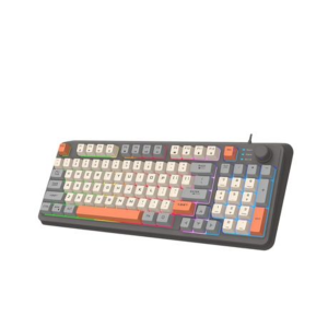 K82 Wired LED Gaming Keyboard With Rotatable Multimedia Function Keys - Grey, White