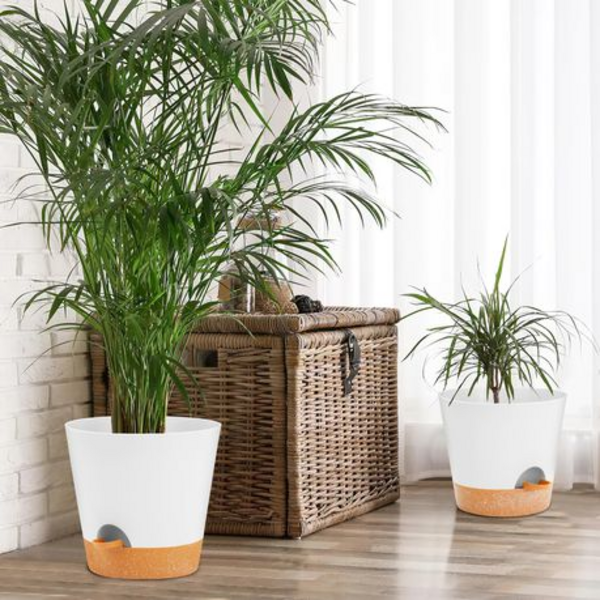 3PCS Self-Watering Planters with Removable Drainage Tray - 25cm, 23cm, 20cm