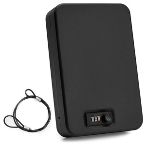 Portable Combination Travel Safe/Lock Box with Cable Tether