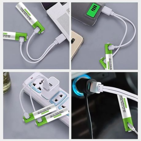 2-Pack SMARTOOOLS AAA USB Rechargeable Lithium Batteries - 750mWh(400mAh)