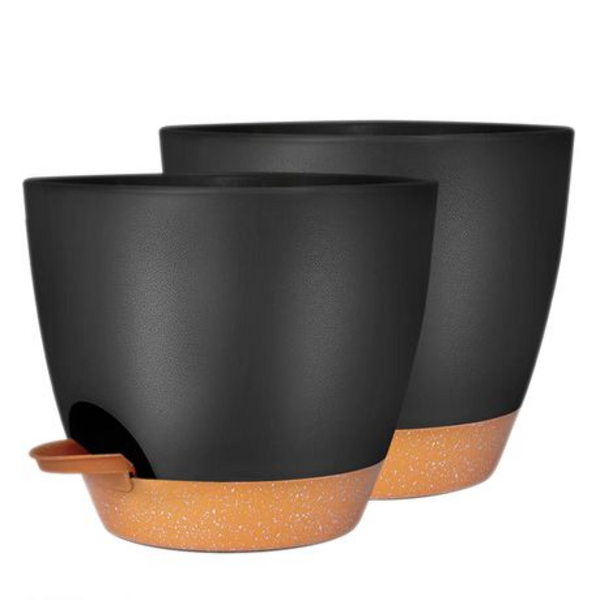 20.3cm Self-Watering Plant Pots with Drainage Tray - 2 Pack