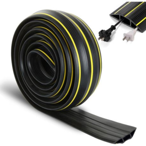 Heavy Duty 3m PVC Cable Floor Cover - 3 Channels with Yellow Safety Lines - Image 2