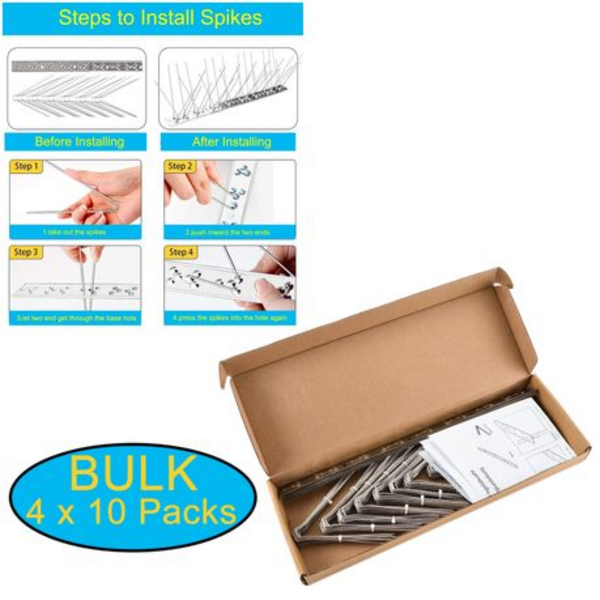 40 Piece Stainless Steel Bird Spikes (33cm each length)