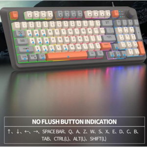 K82 Wired LED Gaming Keyboard With Rotatable Multimedia Function Keys - Grey, White - Image 5
