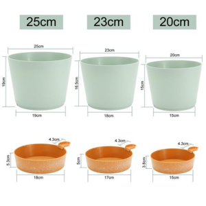 3PCS Self-Watering Planters with Removable Drainage Tray - 25cm, 23cm, 20cm - Image 6