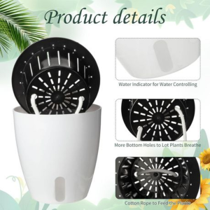 Set Of 6 Self Watering Plant Pots With Water Level indicator Window