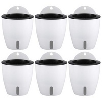 6 X Wall Hung Self Watering Plant Pots With Water Level Indicator Window