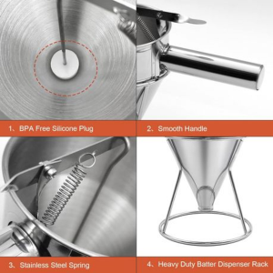 Stainless Steel Batter Dispenser (1200ml/40oz) with Stand & 4 Nozzles - Image 6