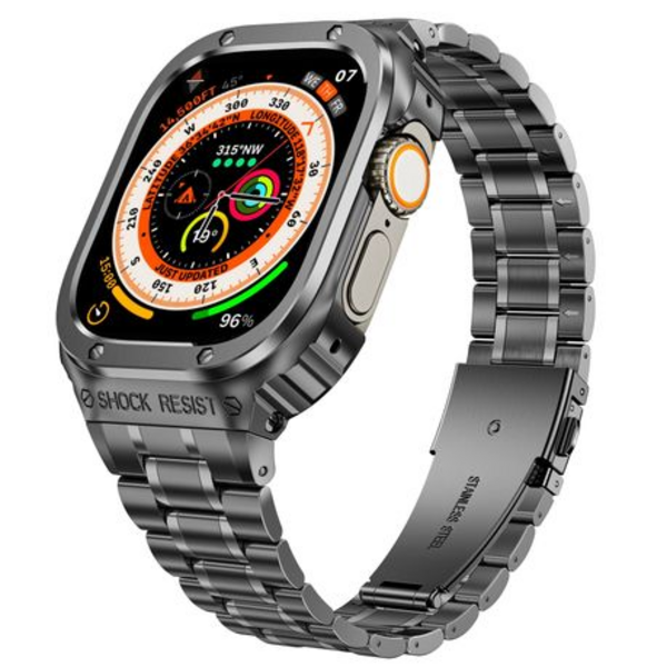LOBO Stainless Steel Case with Integrated Straps for Apple Watch Ultra 49mm
