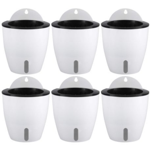 6 X Wall Hung Self Watering Plant Pots With Water Level Indicator Window - Image 3