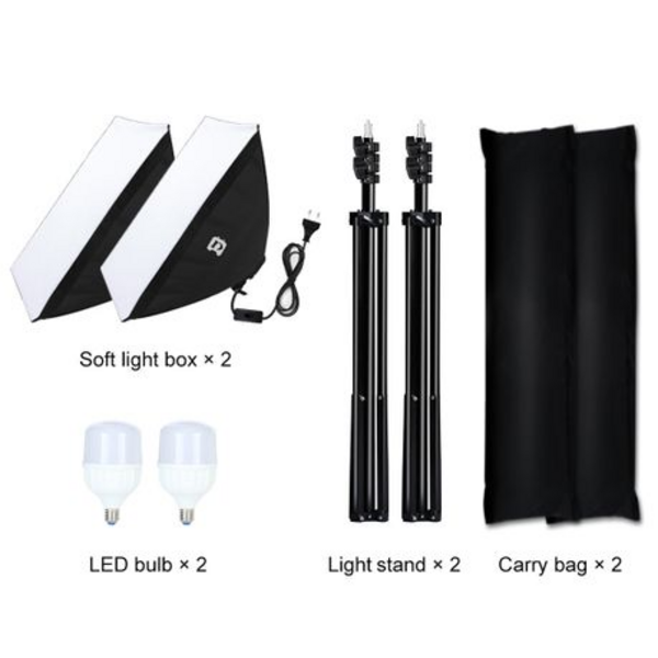 2 x Puluz Soft Box Continuous Lighting Kits (2x E27 Single Globe Sockets)