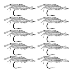 10 Piece Shrimp Lures with Hook Tranparent - 4cm - Image 1