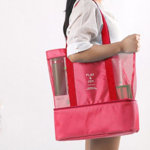 Mesh Beach Bag with Detachable Insulated Cooler - Image 14