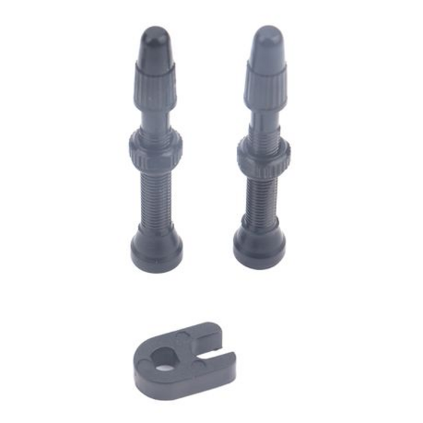 2x T4U Tubeless Valves with Valve Core Tool (40mm) - Black