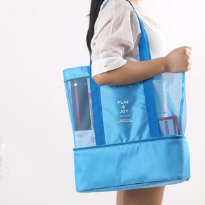 Mesh Beach Bag with Detachable Insulated Cooler - Image 15