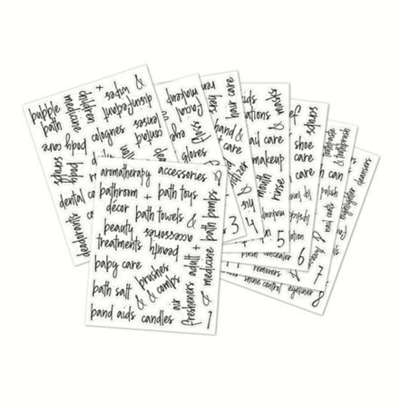 189 Piece Bathroom & Beauty Adhesive Label Set