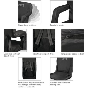 5by5 Padded Stadium Chair With Armrests & Back Support - Extra Width - Image 3