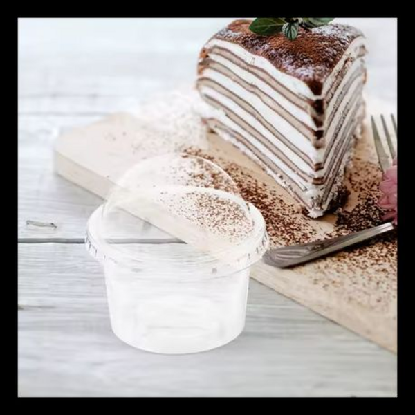 50 Pack 150ml Clear Plastic Dessert Cups with Dome Lids - No Hole