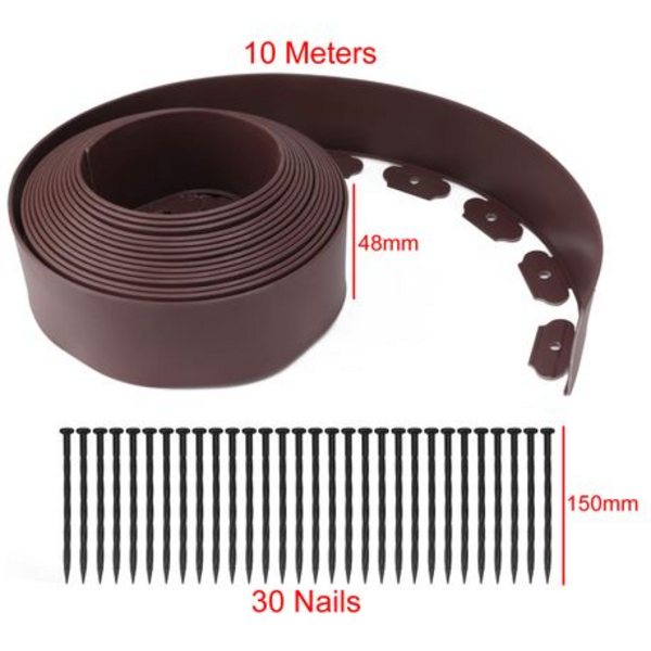 10m Flexible No-Dig Garden Landscape Edging Kit - Includes 30 Stakes