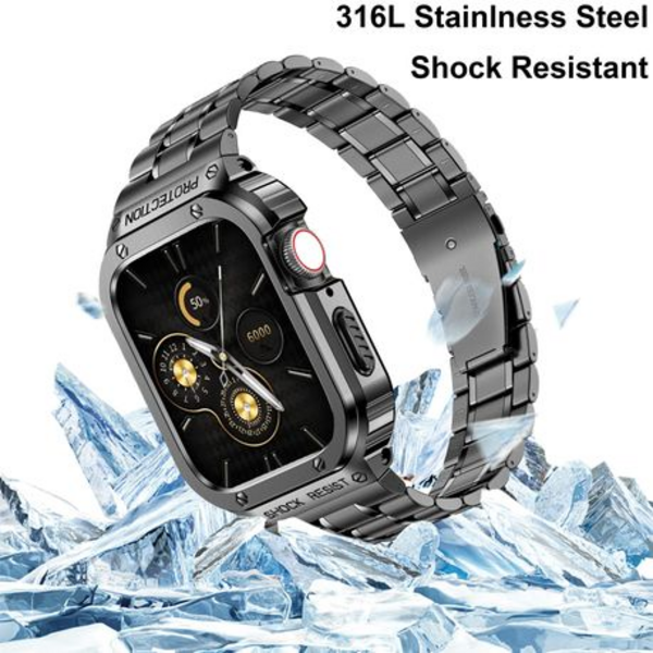 LOBO Stainless Steel Case with Integrated Straps for Apple Watch Ultra 49mm