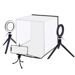 PULUZ 30cm Foldable Photo Box Kit with 2 Ring LED Lights.