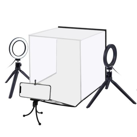 PULUZ 30cm Foldable Photo Box Kit with 2 Ring LED Lights.