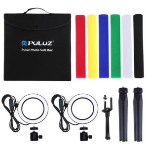 PULUZ 30cm Foldable Photo Box Kit with 2 Ring LED Lights. - Image 5