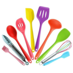 10 Piece Silicone Kitchen Utensil Set - Multi-Coloured - Image 1
