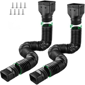 2 Pack Gutter Downspout Extensions (Black) with Screws - Image 6