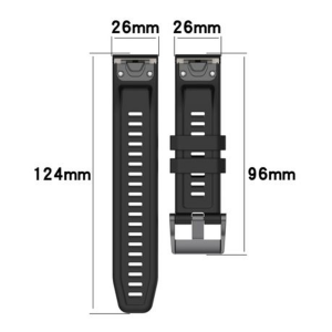 5by5 26mm Quick Fitting Silicone Strap for Garmin(Compatibility List Below) - Black - Image 2