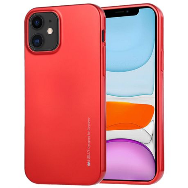 Goospery i-Jelly Cover for iPhone 12 (6.1") - Metallic Finish - Red