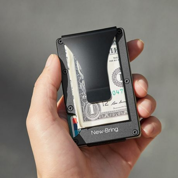 New-Bring Aluminium Minimalist Card Holder & Money Clip RFID Blocking