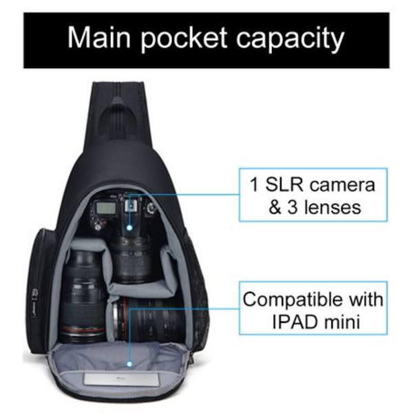 CADeN D17-1 Camera Backpack/Messenger Bag - Black