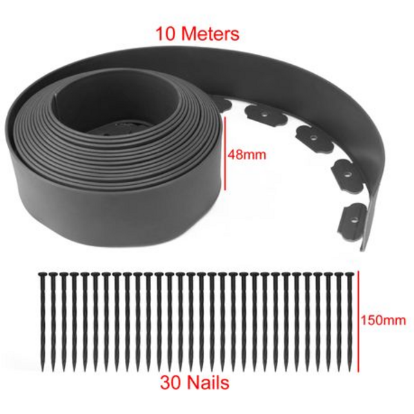 10m Flexible No-Dig Garden Landscape Edging Kit - Includes 30 Stakes