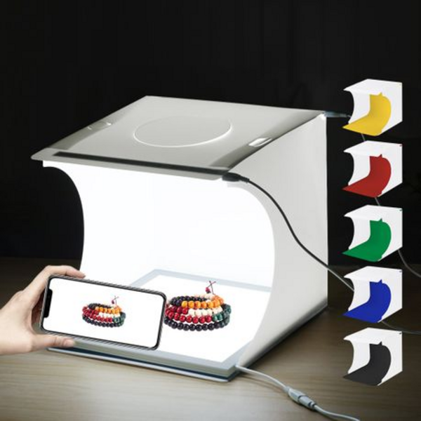 Puluz 20cm Folding Photo Box with Shadowless LED Floor & 6 Color Backdrops
