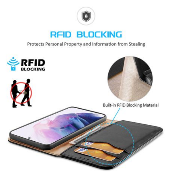DUX DUCIS Genuine Leather RFID Blocking Cover Samsung S22 5G 6.1 inch - Black