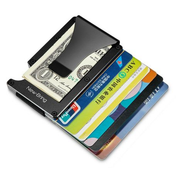 New-Bring Aluminium Minimalist Card Holder & Money Clip RFID Blocking