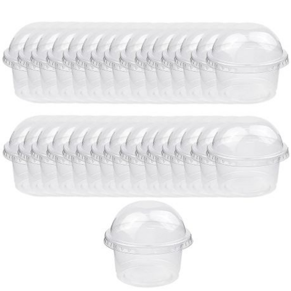 50 Pack 150ml Clear Plastic Dessert Cups with Dome Lids - No Hole