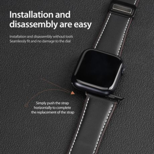 Dux Ducis Genuine Leather Strap compatible with Apple Watch 38/40/41mm - Black - Image 4