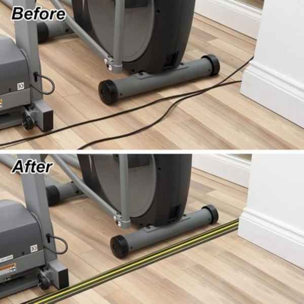 Heavy Duty 3m PVC Cable Floor Cover - 3 Channels with Yellow Safety Lines - Image 3
