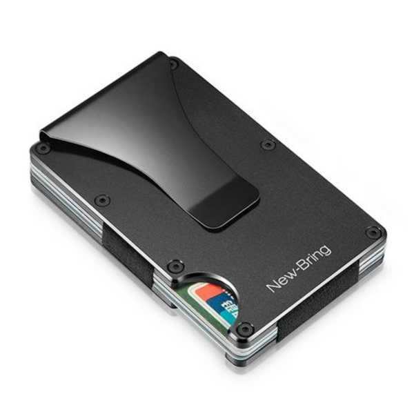 New-Bring Aluminium Minimalist Card Holder & Money Clip RFID Blocking
