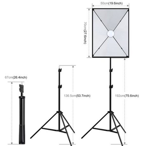 2 x Puluz Soft Box Continuous Lighting Kits (2x E27 Single Globe Sockets)