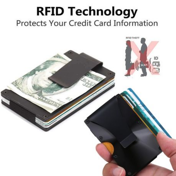 T4U Aluminium Minimalist Card Holder & Money Clip RFID Blocking