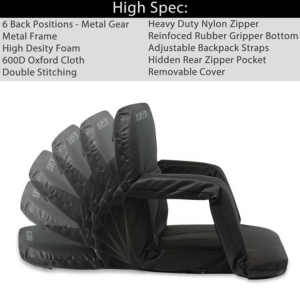 5by5 Padded Stadium Chair With Armrests & Back Support - Extra Width - Image 5